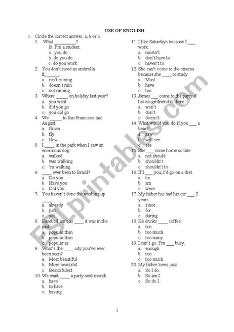 Pre Intermediate Grammar Test Esl Worksheet By Magdak14