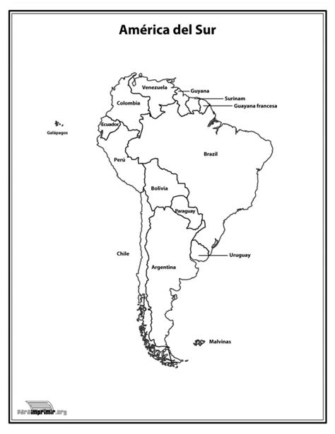 Latinoamerica Mapa Para Colorear Mapas polÃticos de AmÃrica del Sur