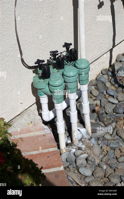 Control Valves For Lawn Irrigation System Stock Photo Alamy