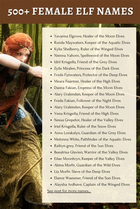 500 Female Elf Names Generator 🧝‍♀️ Imagine Forest