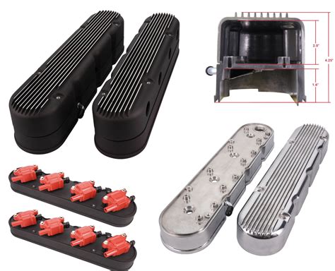 Jegs Black Finned Aluminum Valve Covers For Gm Ls Engines 2 Piece