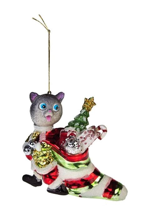 Украшение елочное Котик с подарками Cat Christmas Ornaments