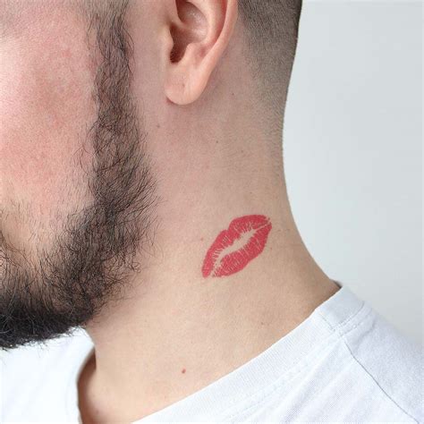 Red Lips Kiss Temporary Tattoo Set 2 Tattoos Tattooicon