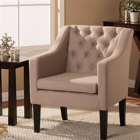 Baxton Studio Brittany Contemporary Beige Fabric Upholstered Accent