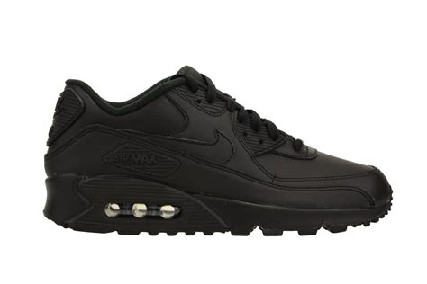 Nike 302519 001 Mens Air Max 90 Blackblack Leather Sneakers