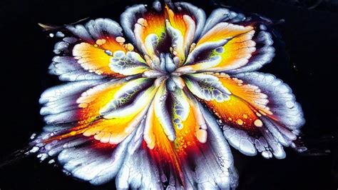 356 Wow Amazing Acrylic Pour Flower Painting Reverse Flower Dip