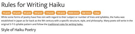 Rules for Writing Haiku | Haiku poems examples, Repetition of words