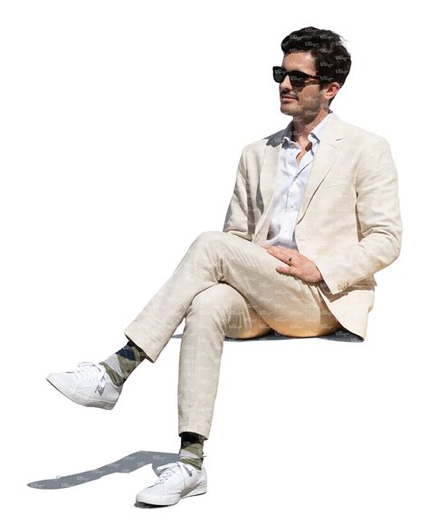 Cut Out Man In A White Suit Sitting Vishopper
