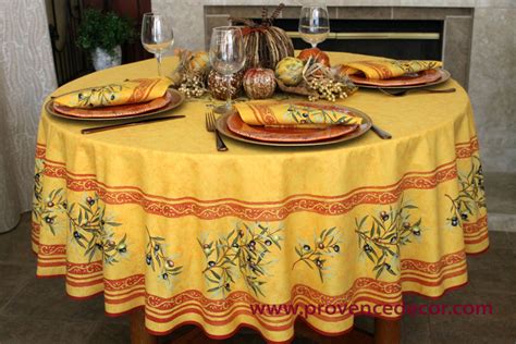 Petite Olive Rust Acrylic Coated French Provence Tablecloth French