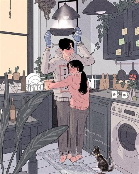 Couple bobatae fresh cute drawings instagram kawaii bts styles draw inprnt aesthetic anime drawing floral print visit name emily am. Heart-Warming Illustrations Depict The Romantic Moments Of A Happy Couple | Dibujo de parejas ...