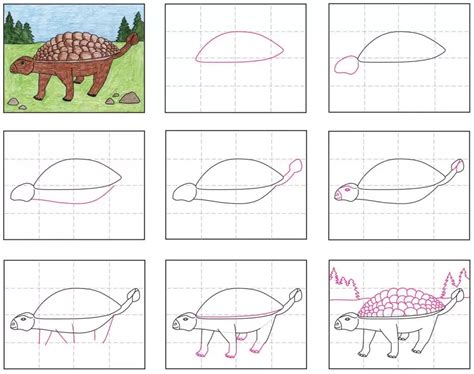 Hướng Dẫn Vẽ Khủng Long Ankylosaurus Theo Từng Bước In Hình Này