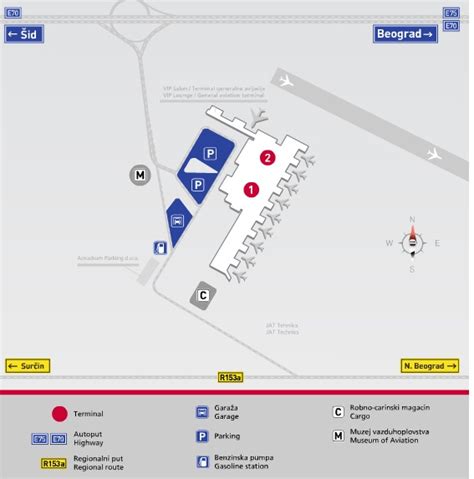 Mapa Aerodroma Nikola Tesla