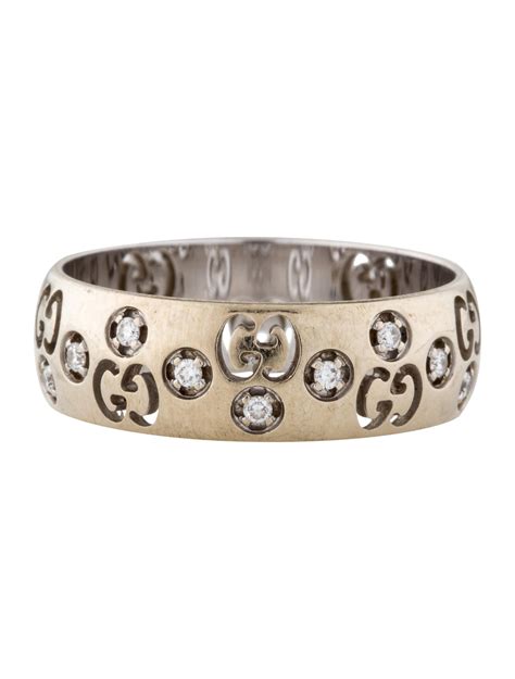 Gucci 18k Diamond Icon Ring 18k White Gold Band Rings Guc488277