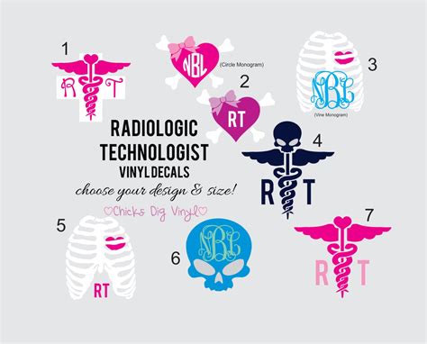 Radiologic Technologist Vinyl Decals Monogram By Chicksdigvinyl