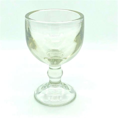 Vintage Large Heavy Yellowish Clear Glass Goblet 7 5 Etsy