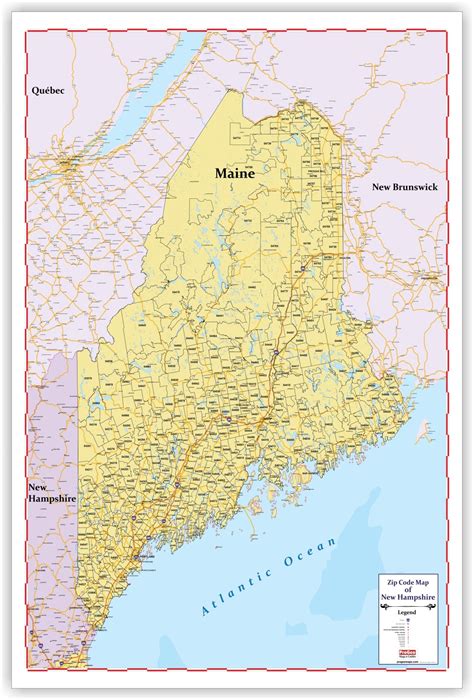 Zip Code Wall Map Of Maine New 2019 Version 48 X 69 With Thick Lamina
