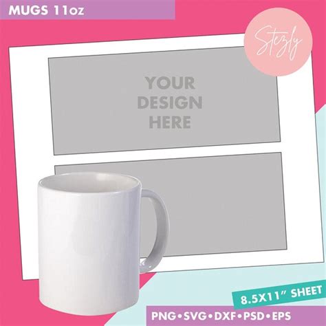 11oz Mug Template Sublimation Template Svg Dxf Ms Word Etsy