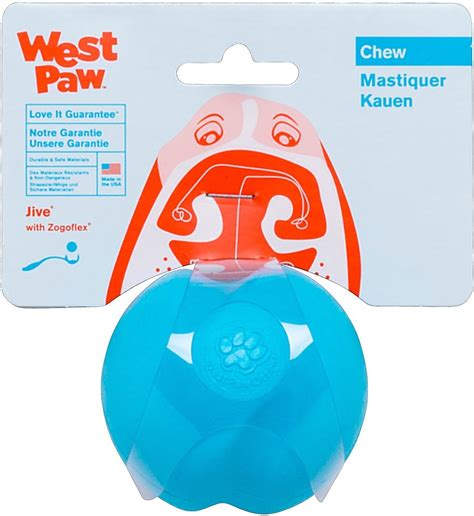 West Paw Zogoflex Jive Tough Ball Dog Toy Aqua Blue Small