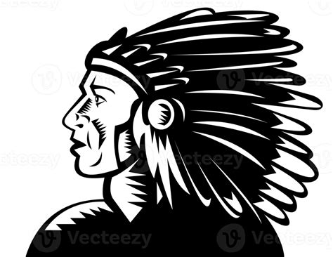 Native American Indian Chief With Headdress 13761344 Png