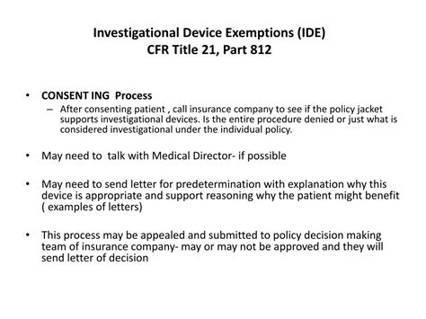Ppt Investigational Device Exemptions Ide Cfr Title 21 Part 812
