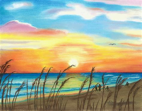 Beach Sunset Pastel By Bonnie Schallermeir