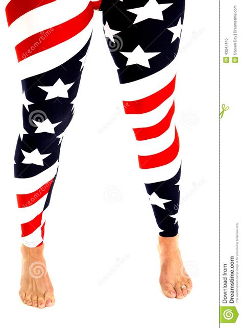 Though they are the two types of clothing. Woman's Legs In Stars And Stripes Leggings Bare Feet Stock ...