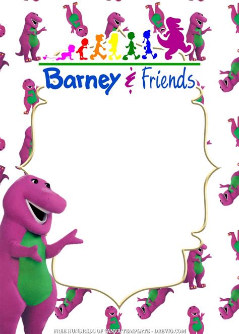Free 14 Barney And Friends Canva Birthday Invitation Templates