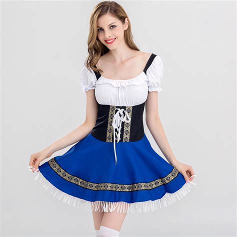 nowcos fress shipping ladies sexy oktoberfest beer girl costume german bavarian beer wench fancy