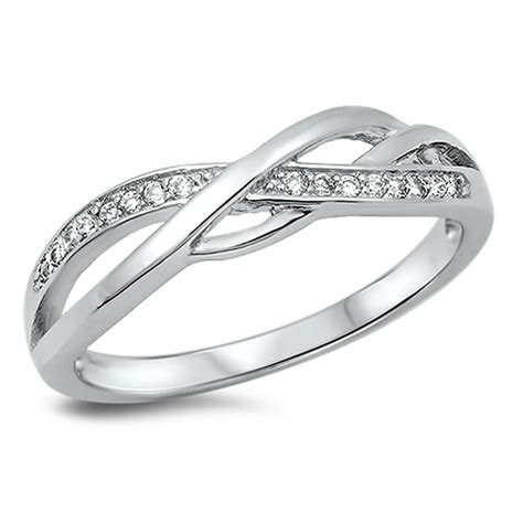 prime jewelry collection sterling silver women s flawless colorless cubic zirconia infinity