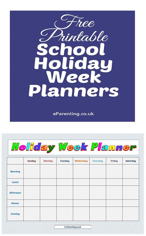 School Holiday Week Planners Free Printables School Holidays