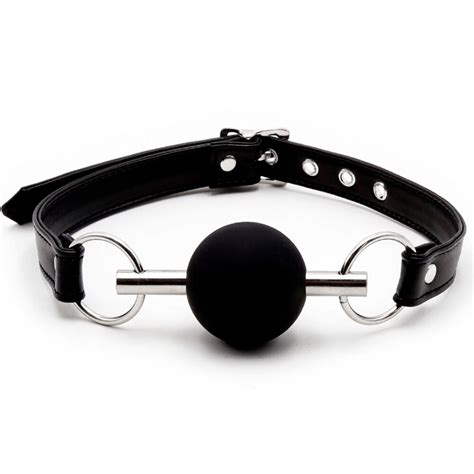 Aliexpress Com Buy Black Steel Pipe Silicone Ball Open Mouth Gag PU Leather Head Bondage