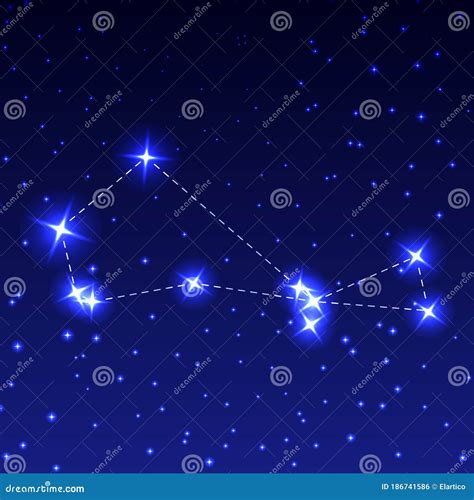 The Constellation Of The Southern Fish In The Night Starry Sky Vector