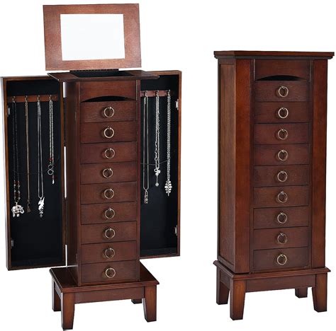 Giantex Jewelry Cabinet With Top Compartment 9 Drawers And 2 Side Doors