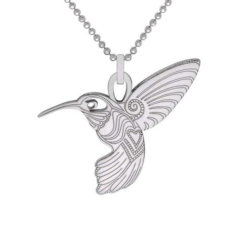 Cartergore Medium Silver Humming Bird Pendant Necklace Hummingbird