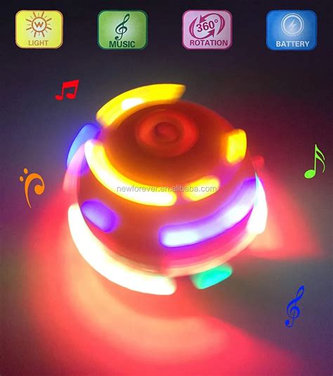 Led Light Up Flashing Emoticon Spinning Tops With Gyroscope And Musicnovelty Bulk Toys Party