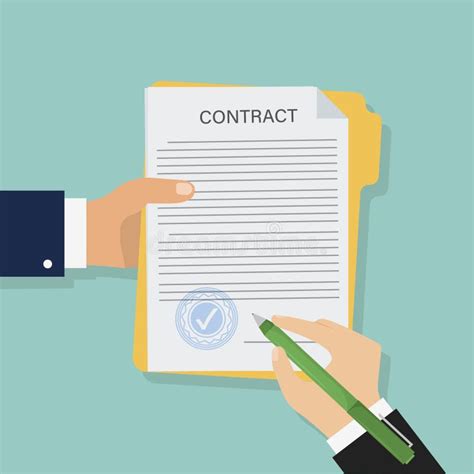 Contract In Flat Style Business Concept Vector Stock Vector