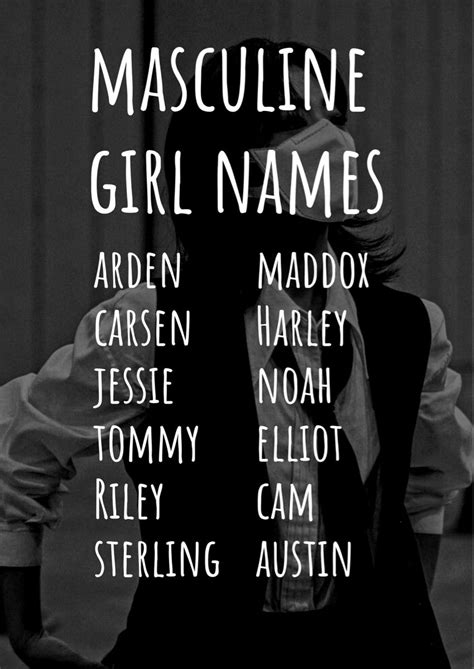 Masculine Girl Names Best Character Names Book Names Last Names For