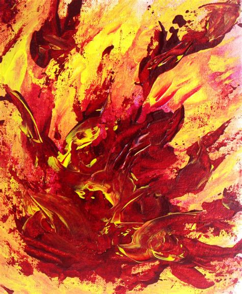 Original Abstract Acrylic Painting Of Fire By Spicypalettestudio
