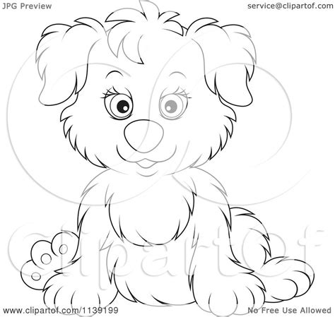 Cartoon Of A Cute Black And White Puppy Royalty Free Vector Clipart