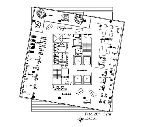 Gym Floor Plan Detail Drawing Provided In This Autocad File Download