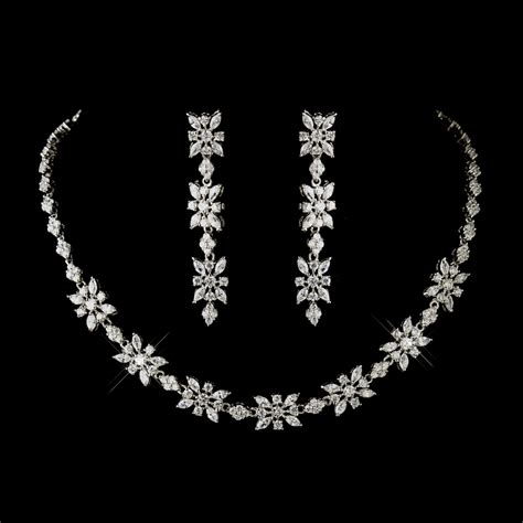 Stunning Cubic Zirconia Bridal Jewelry Set With Drop Earrings Bridal Jewelry Sets Bridesmaid