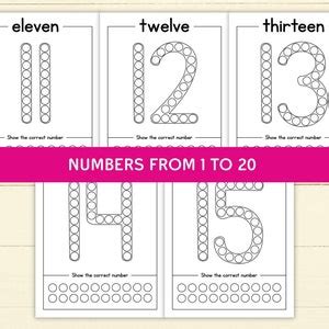 Dot-to-dot numbers 1-20 printable learning activity for kids