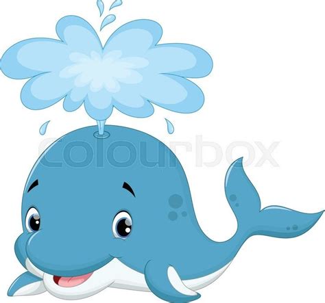 Vector Illustration Of Cute Whale Cartoon Isolated On White Background
