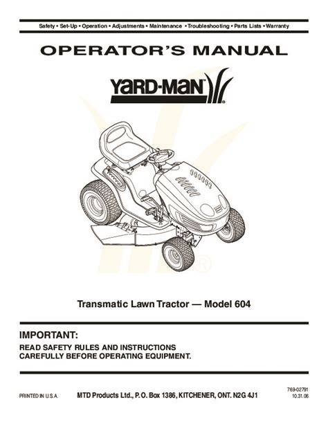 Mtd Yard Machine Owners Manual