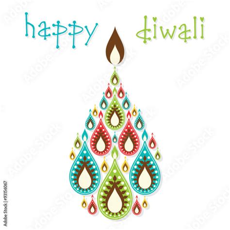Creative Colorful Diyas Diwali Greeting Design Vector Stock Image And