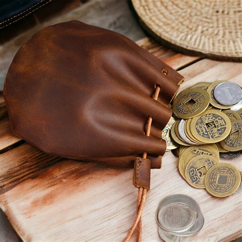 Leather Drawstring Coin Pouch Money Pouch Coin Purse Dice Bag Wrist