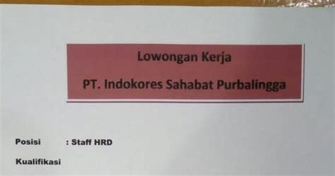 Saat ini pt indokores sahabat purbalingga kembali membuka lowongan kerja terbaru pada bulan april 2021. Lowongan Kerja PT. Indokores Sahabat Purbalingga - Info ...