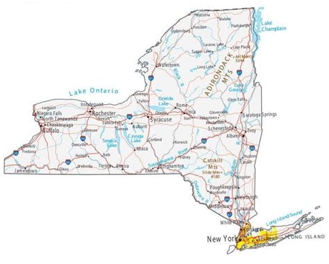 New York State Map Places And Landmarks Gis Geography