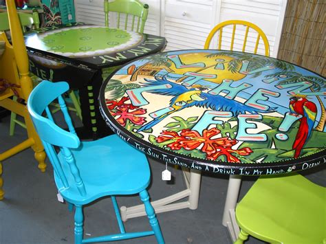 Painted Furniture Tables Sold Two Hand Painted Tropical Themed