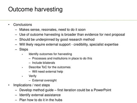 Ppt Steps In Outcome Harvesting Powerpoint Presentation